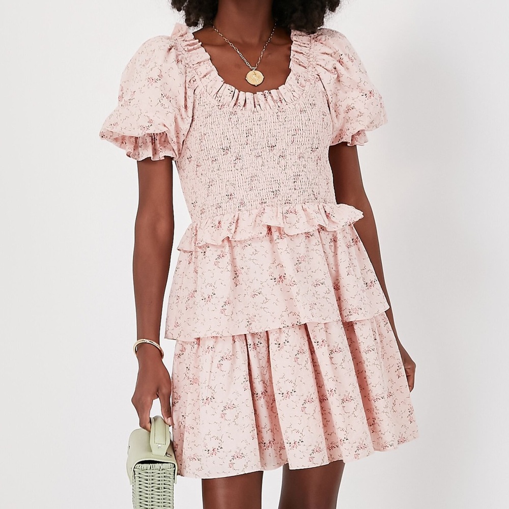 NEW! Hyacinth House Smocked Pink Floral Mini Dress